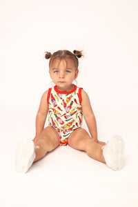 Hot Sauce Bamboo Henley Onesie with Snaps