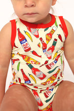 Load image into Gallery viewer, Hot Sauce Bamboo Henley Onesie with Snaps
