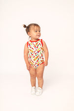 Load image into Gallery viewer, Hot Sauce Bamboo Henley Onesie with Snaps

