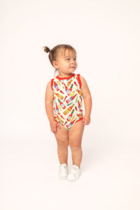 Hot Sauce Bamboo Henley Onesie with Snaps