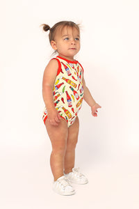 Hot Sauce Bamboo Henley Onesie with Snaps