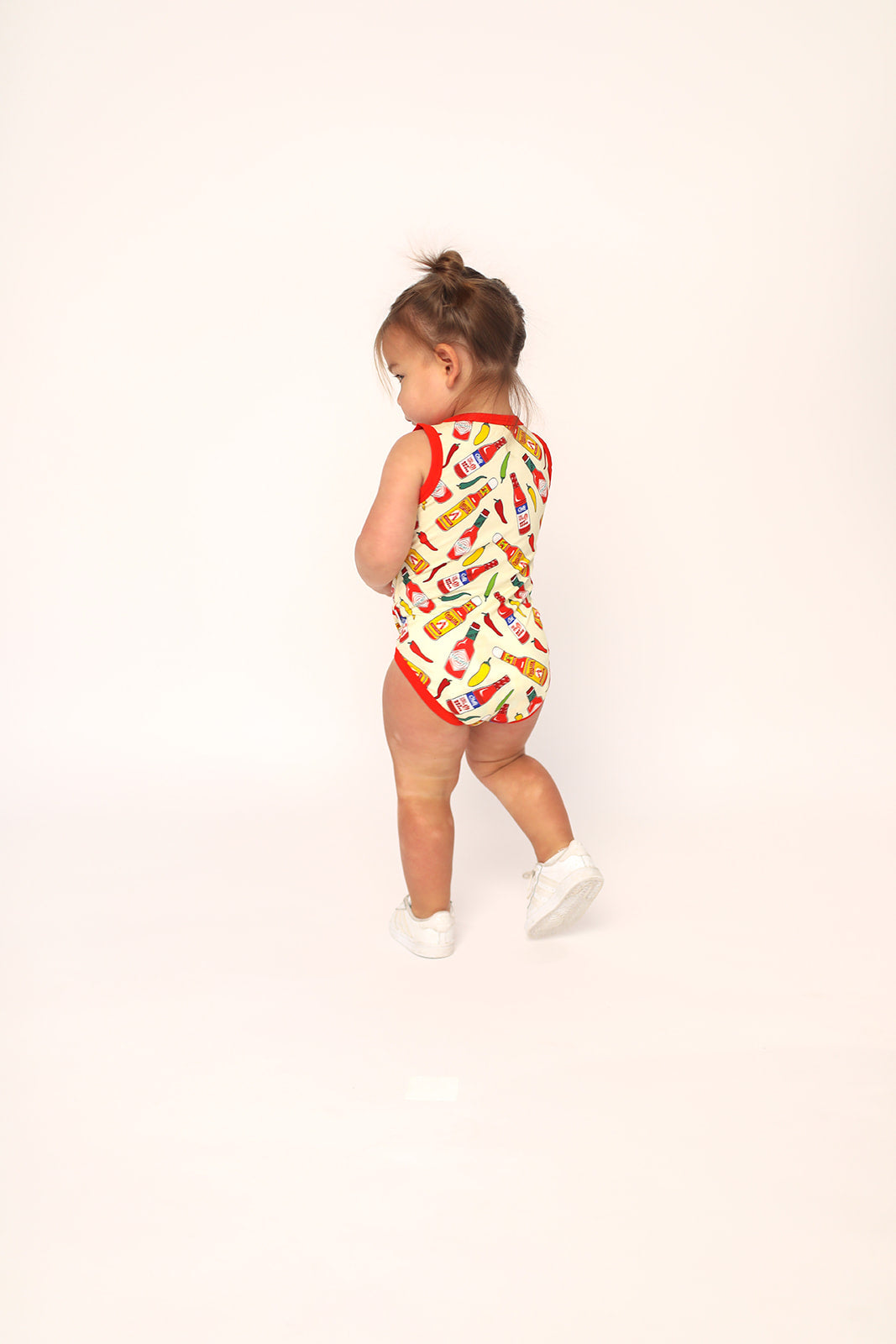 Hot Sauce Bamboo Henley Onesie with Snaps