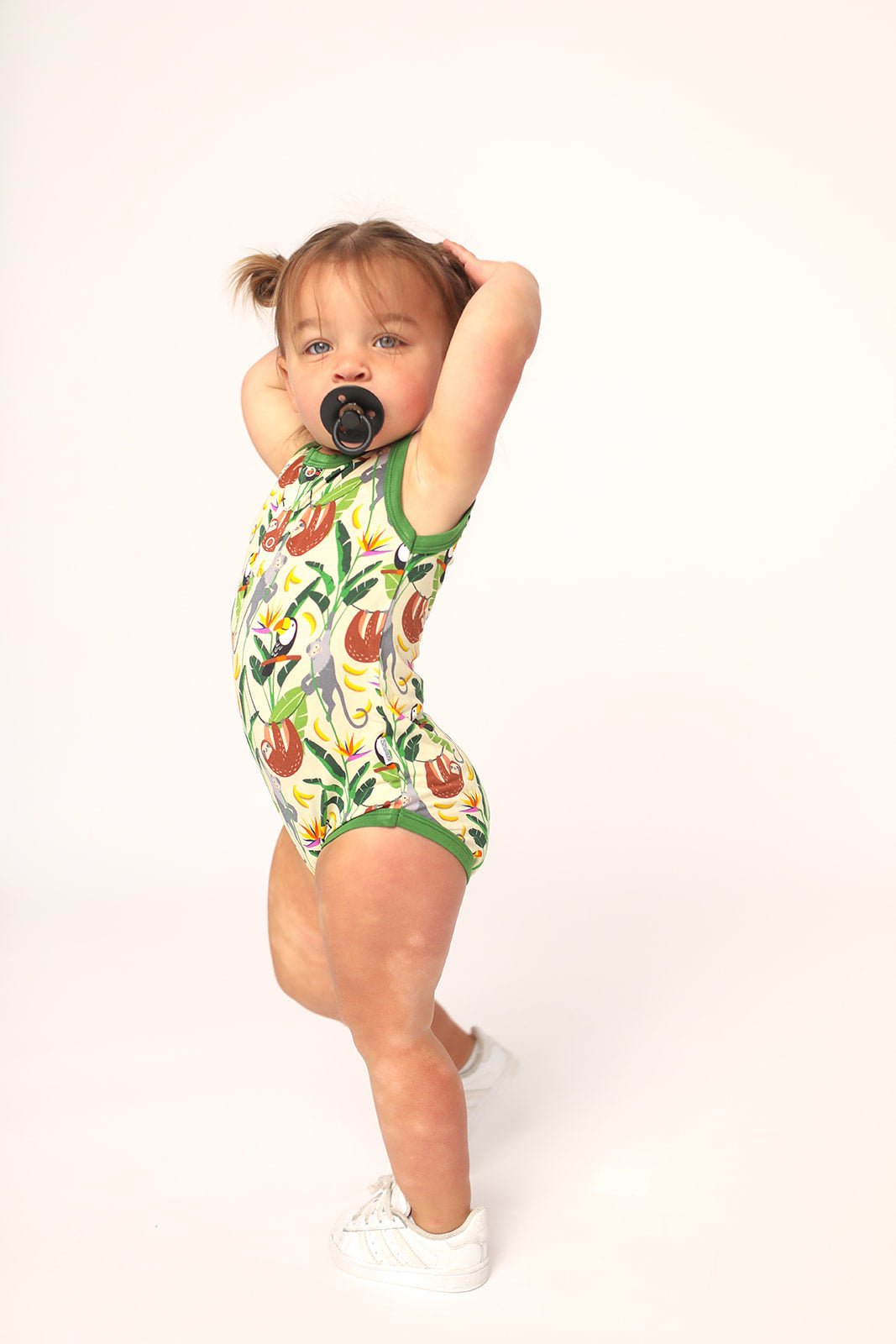 Jungle Bamboo Henley Onesie with Snaps