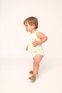 Fishing Bamboo Henley Onesie with Snaps