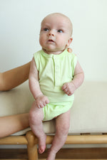 Load image into Gallery viewer, Keylime Ribbed Bamboo Henley Onesie with Snaps
