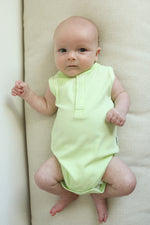 Load image into Gallery viewer, Keylime Ribbed Bamboo Henley Onesie with Snaps
