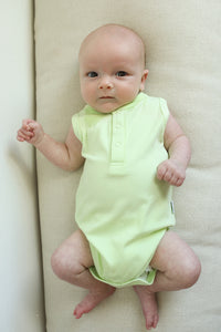 Keylime Ribbed Bamboo Henley Onesie with Snaps