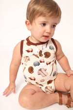 Load image into Gallery viewer, Baseball Bamboo Henley Onesie with Snaps
