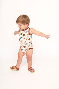 Baseball Bamboo Henley Onesie with Snaps