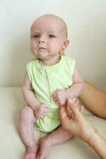 Load image into Gallery viewer, Keylime Ribbed Bamboo Henley Onesie with Snaps
