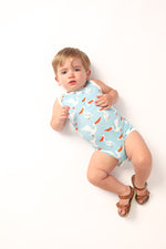 Load image into Gallery viewer, Pelican Bamboo Henley Onesie with Snaps
