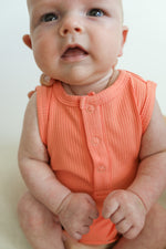 Load image into Gallery viewer, Sherbert Ribbed Bamboo Henley Onesie with Snaps
