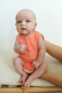 Sherbert Ribbed Bamboo Henley Onesie with Snaps