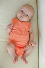 Load image into Gallery viewer, Sherbert Ribbed Bamboo Henley Onesie with Snaps
