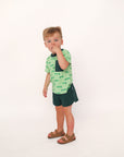 Light Green Alligator Bamboo Varsity Short Set - T-shirt & Shorts