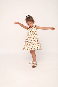 Baseball Bamboo Tiered Twirl Dress - with Pockets