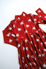 Load image into Gallery viewer, Red Bulldog Bamboo Turtleneck Twirl Dress
