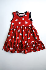 Load image into Gallery viewer, Red Bulldog Bamboo Tiered Twirl Dress - with Pockets
