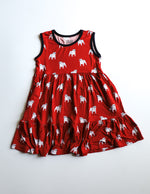 Load image into Gallery viewer, Red Bulldog Bamboo Tiered Twirl Dress - with Pockets
