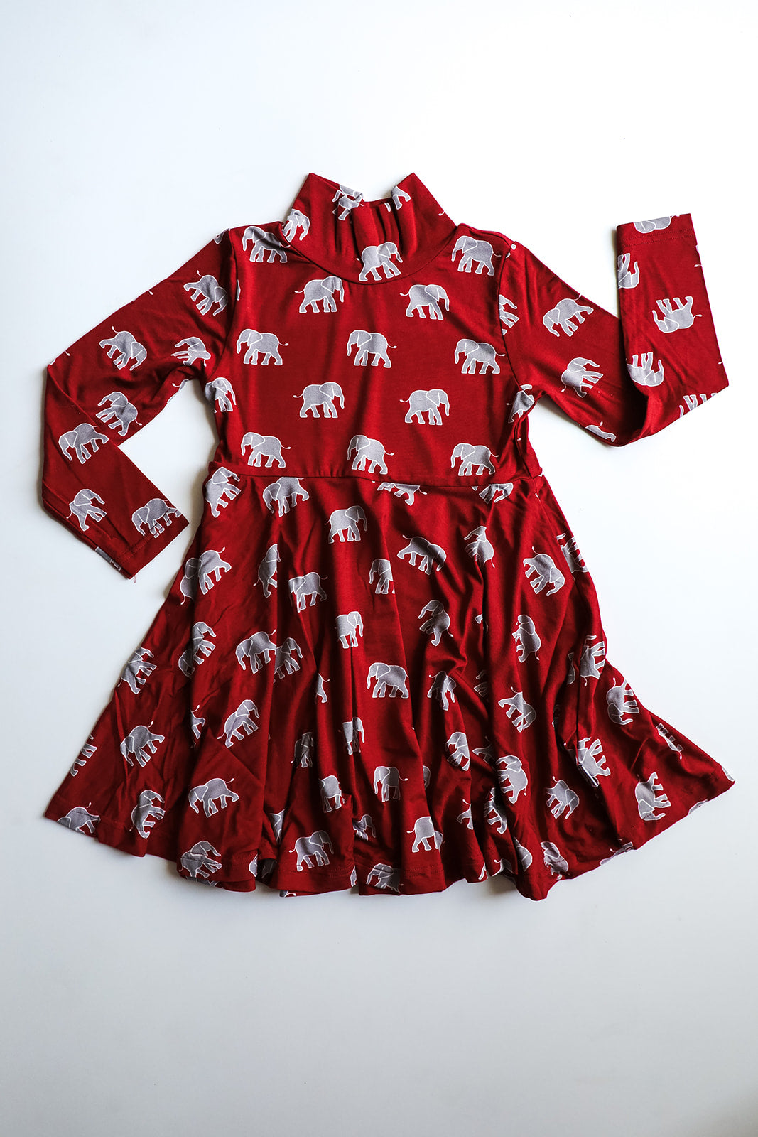 Elephant Bamboo Turtleneck Twirl Dress