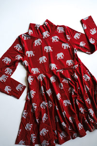 Elephant Bamboo Turtleneck Twirl Dress