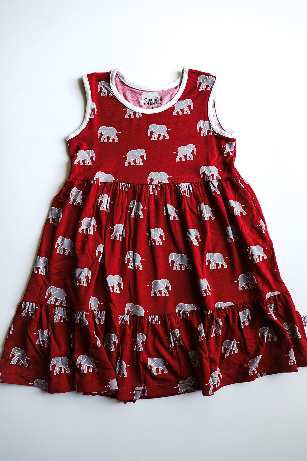 Elephant Bamboo Tiered Twirl Dress - with Pockets