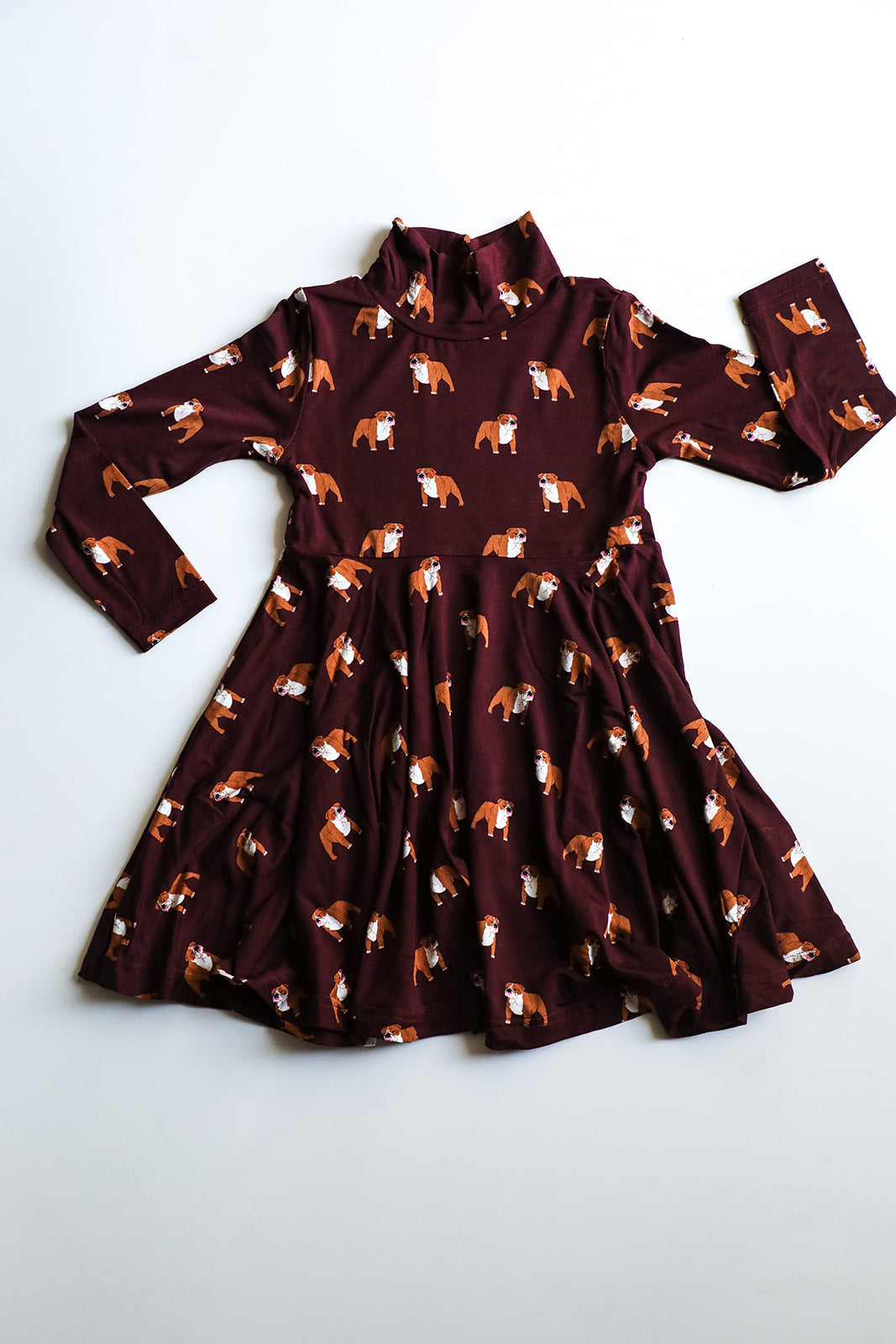 Maroon Bulldog Bamboo Turtleneck Twirl Dress