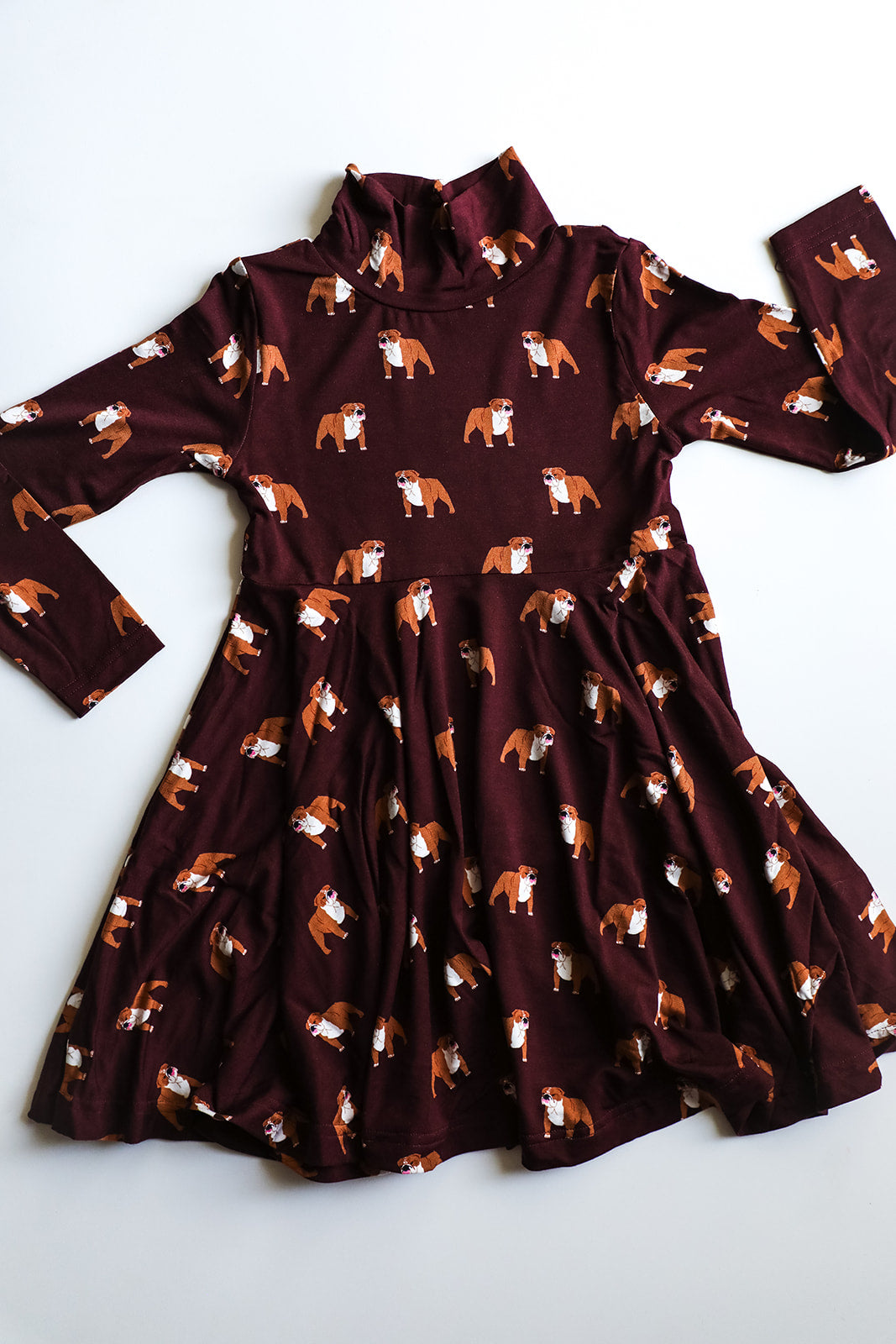 Maroon Bulldog Bamboo Turtleneck Twirl Dress