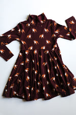 Load image into Gallery viewer, Maroon Bulldog Bamboo Turtleneck Twirl Dress
