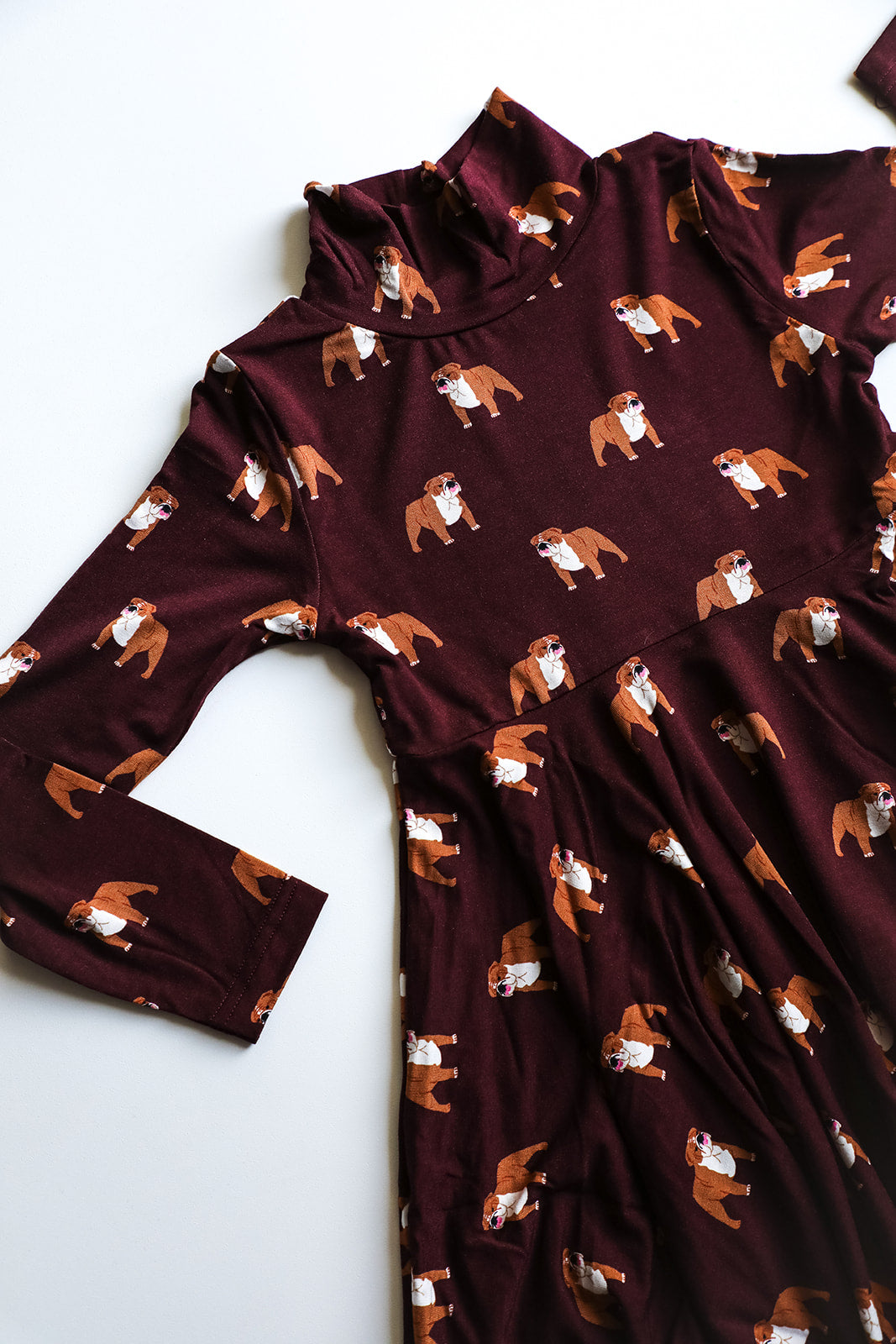 Maroon Bulldog Bamboo Turtleneck Twirl Dress