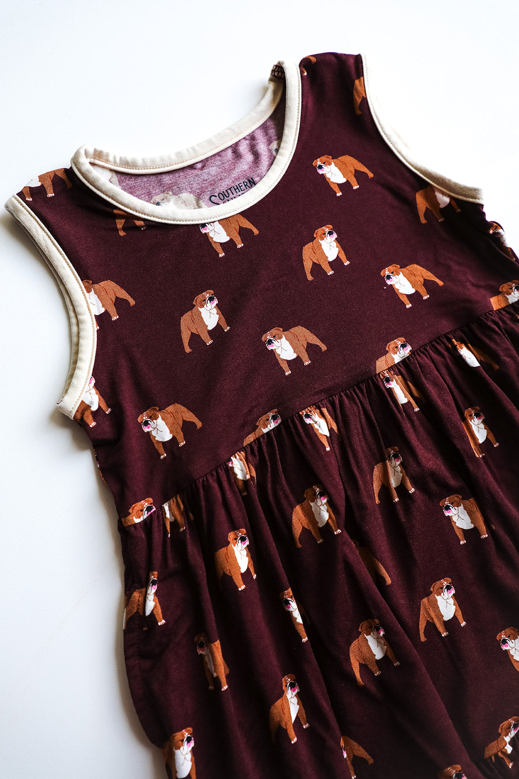 Maroon Bulldog Bamboo Tiered Twirl Dress - with Pockets