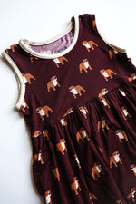 Load image into Gallery viewer, Maroon Bulldog Bamboo Tiered Twirl Dress - with Pockets
