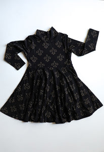 Fleur de lis Bamboo Turtleneck Twirl Dress