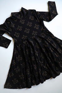 Fleur de lis Bamboo Turtleneck Twirl Dress