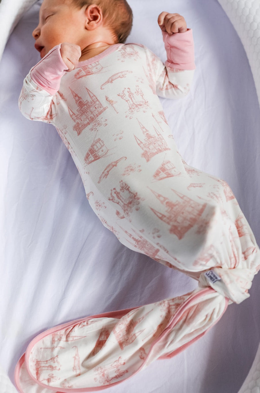 Pink Toile Bamboo Knotted Gown