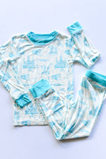 Load image into Gallery viewer, Blue Toile 2 Piece Bamboo Pajama Set
