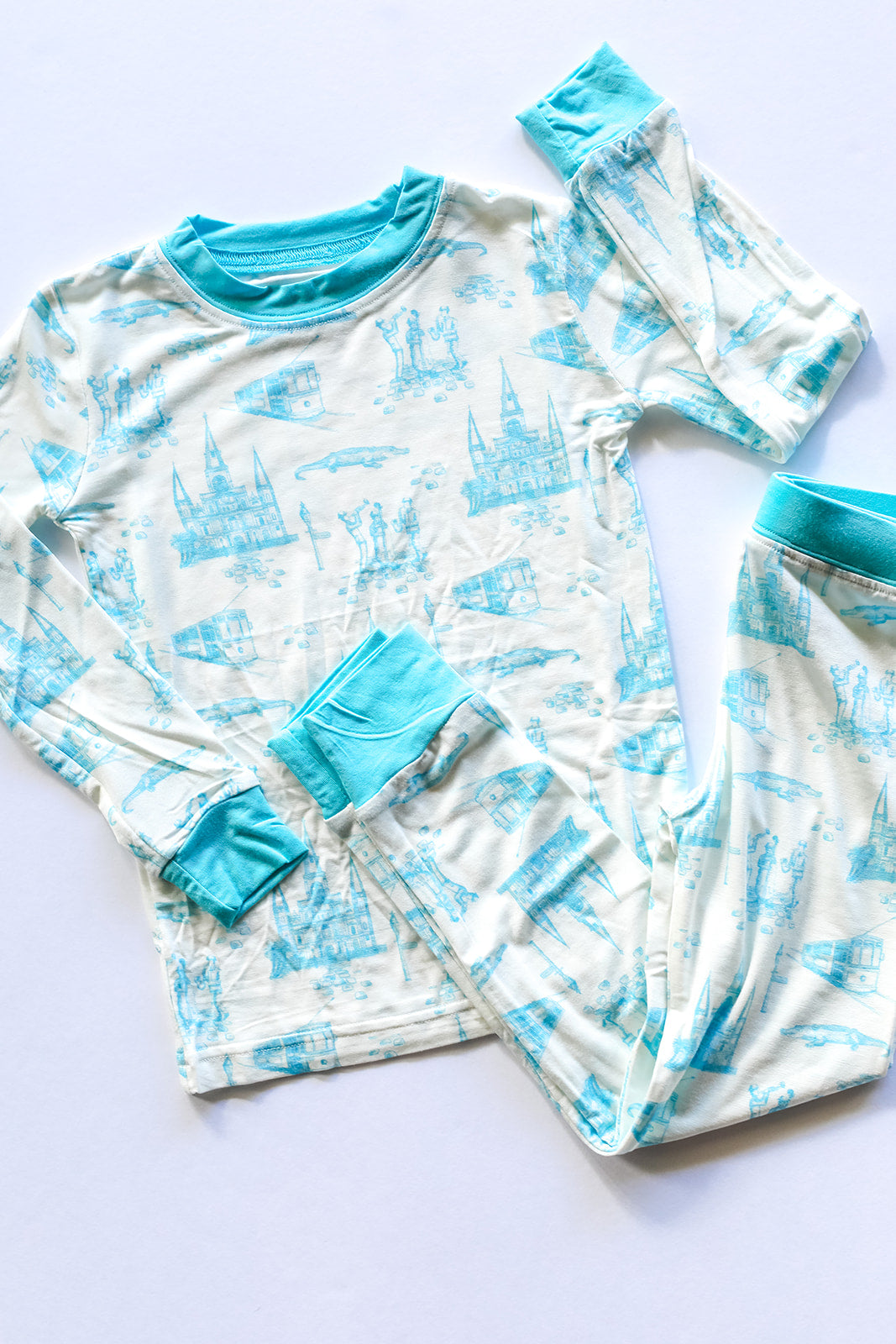 Blue Toile 2 Piece Bamboo Pajama Set