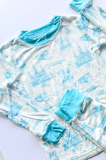 Load image into Gallery viewer, Blue Toile 2 Piece Bamboo Pajama Set
