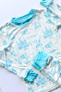 Blue Toile 2 Piece Bamboo Pajama Set