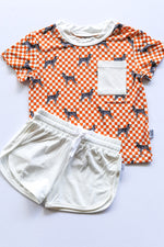 Load image into Gallery viewer, Coonhound Bamboo Varsity Short Set - T-shirt &amp; Shorts
