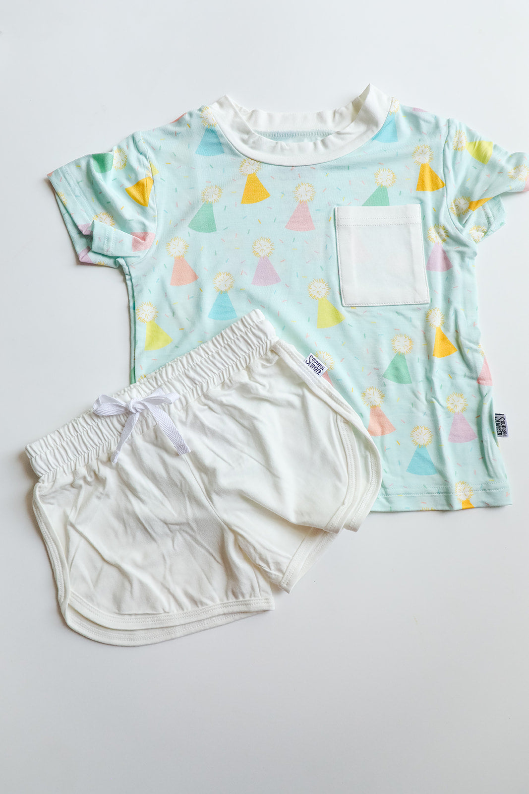 Blue Birthday Print Bamboo Varsity Short Set - T-shirt & Shorts