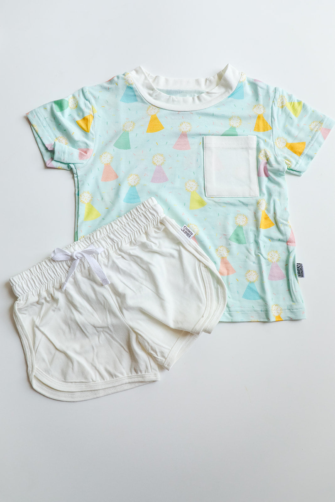 Blue Birthday Print Bamboo Varsity Short Set - T-shirt & Shorts