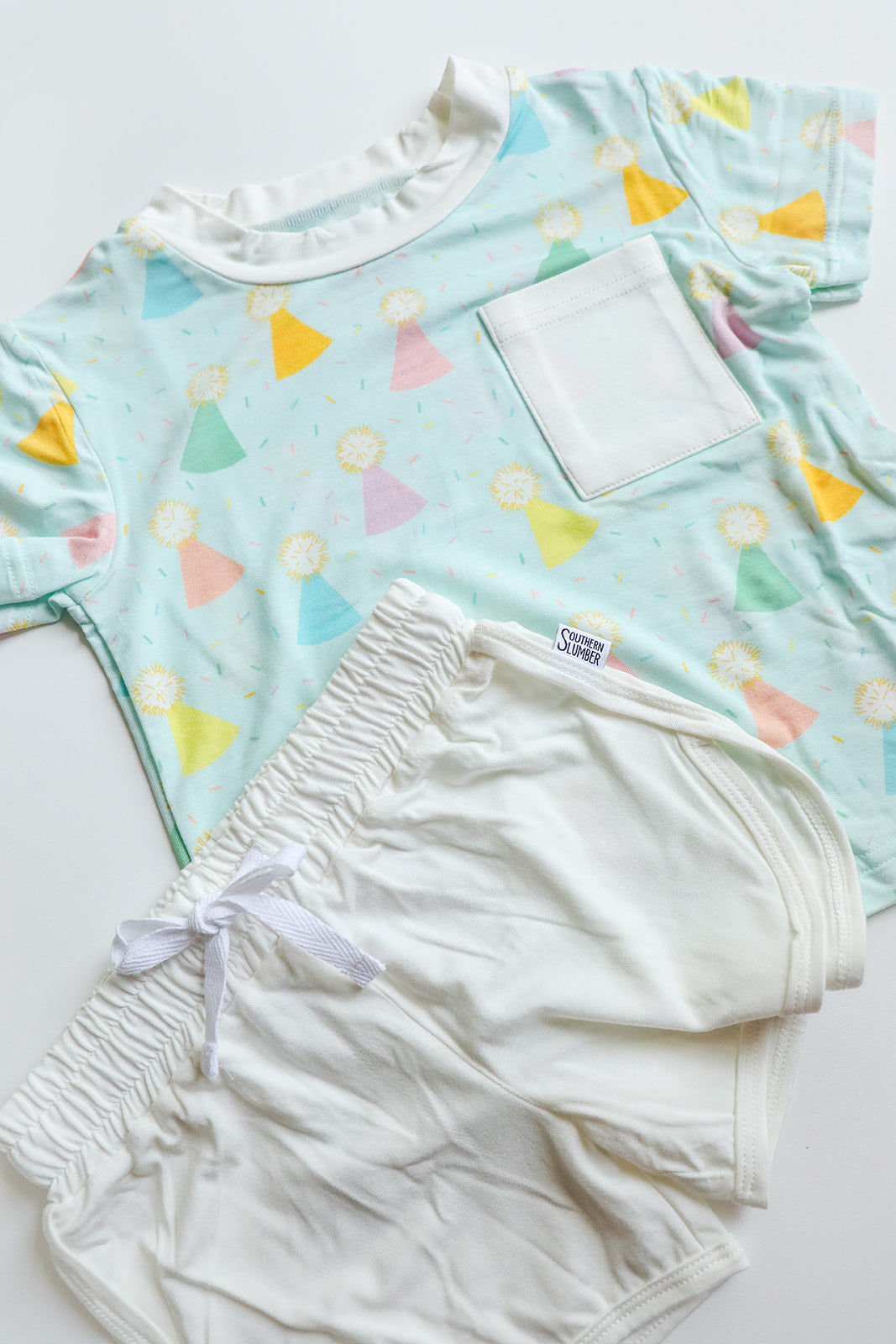 Blue Birthday Print Bamboo Varsity Short Set - T-shirt & Shorts