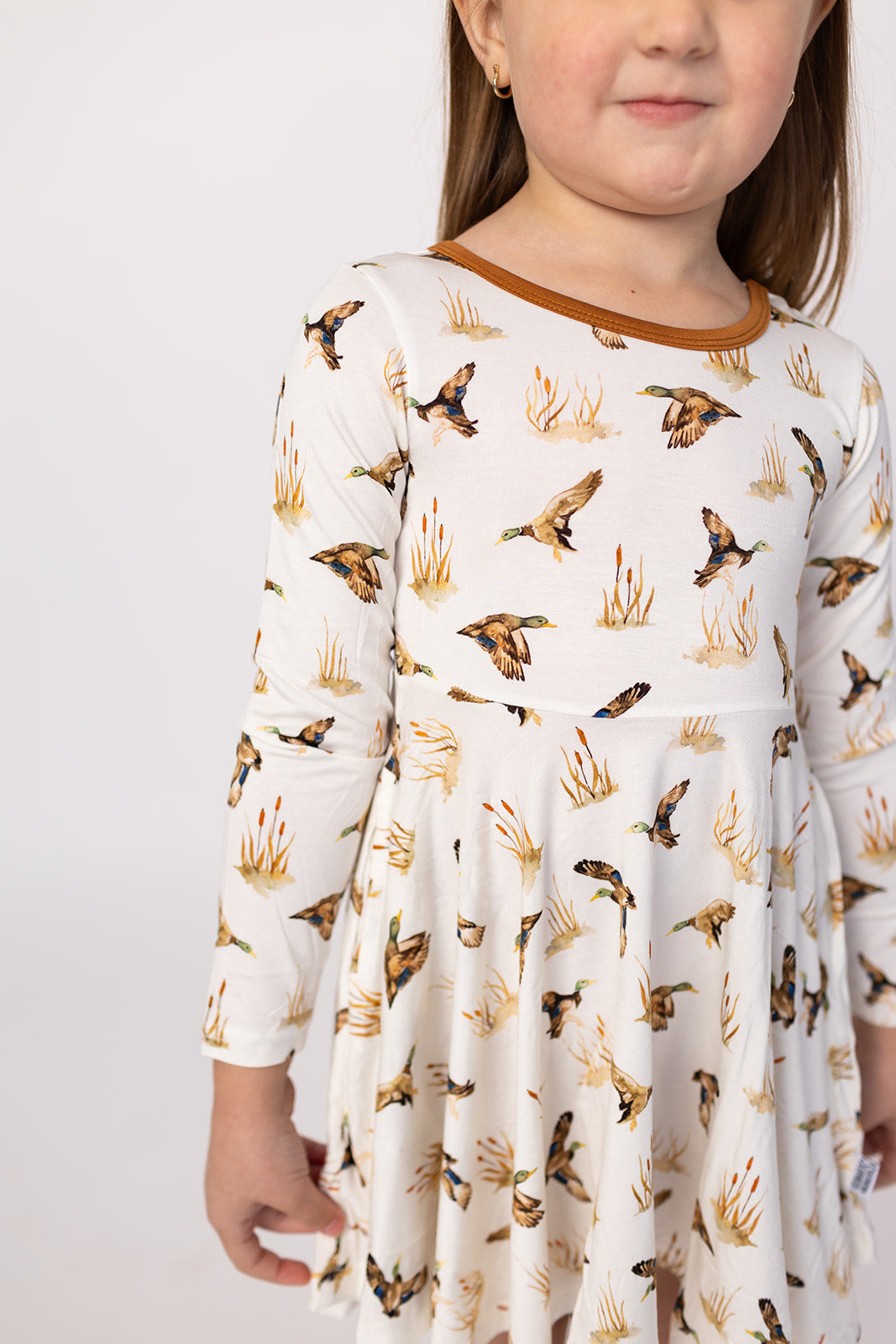 Ducks Bamboo Long Sleeve Twirl Dress