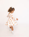 Orange Crab Bamboo Long Sleeve Twirl Dress