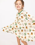 Western Bamboo Long Sleeve Twirl Dress