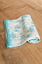 Load image into Gallery viewer, Blue Toile Bamboo Swaddle Blanket
