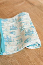 Load image into Gallery viewer, Blue Toile Bamboo Swaddle Blanket
