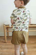 Load image into Gallery viewer, Dino Bamboo Varsity Short Set - T-shirt &amp; Shorts
