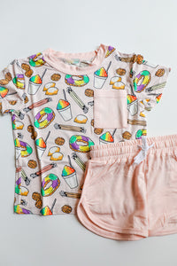 Pink Southern Sweets Bamboo Varsity Short Set - T-shirt & Shorts